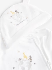 Белый - Im New Here Zip 100% Cotton Sleepsuit and Hat Set (0-9mths) - Изображение 3 из 5