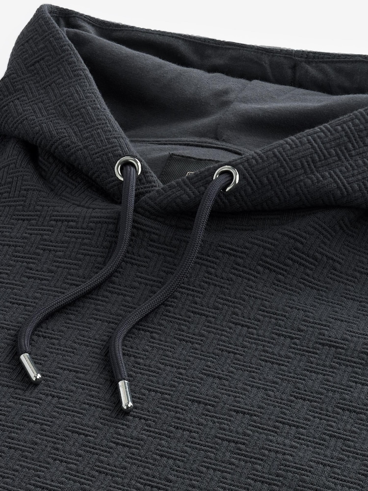 Charcoal Grey Hooded Premium Textured Overhead Hoodie - Image 1 of 7