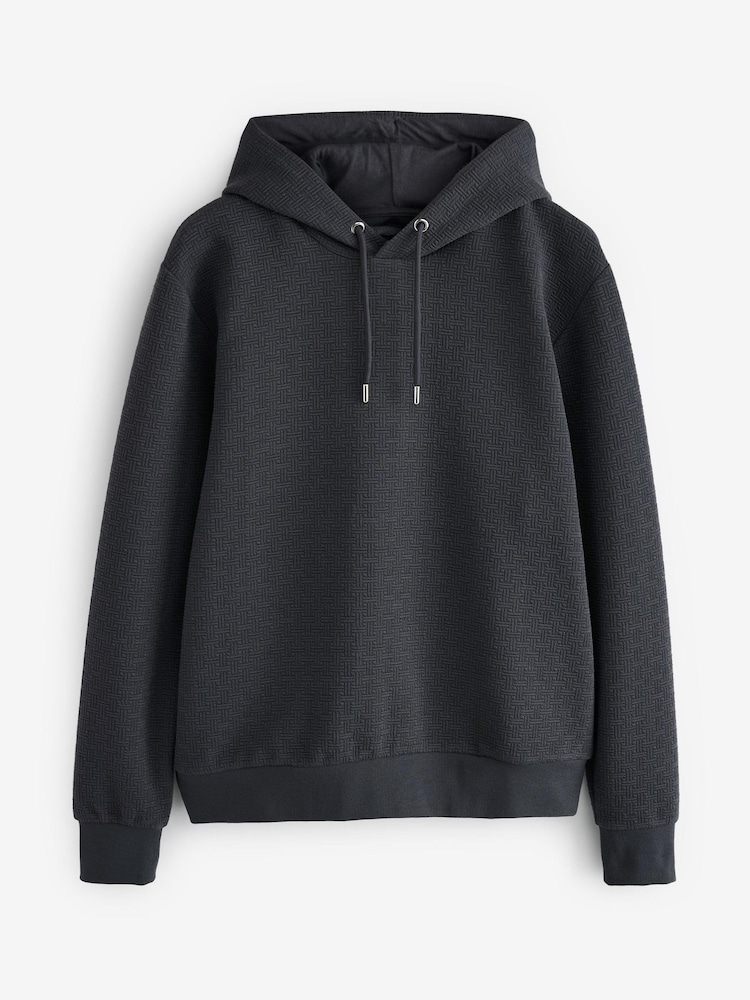 Charcoal Grey Hooded Premium Textured Overhead Hoodie - Image 2 of 7