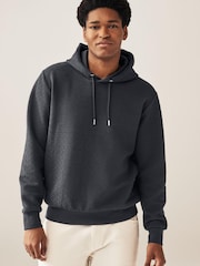 Charcoal Grey Hooded Premium Textured Overhead Hoodie - Image 4 of 7