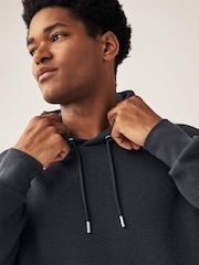 Charcoal Grey Hooded Premium Textured Overhead Hoodie - Image 7 of 7