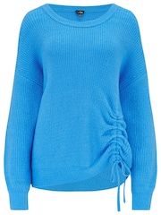 Pour Moi Blue Ada Ruche Front Knit Jumper - Image 4 of 5