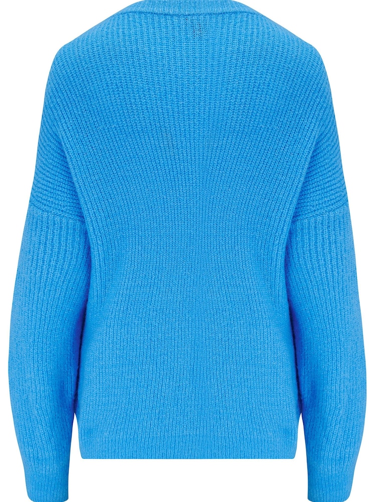 Pour Moi Blue Ada Ruche Front Knit Jumper - Image 5 of 5