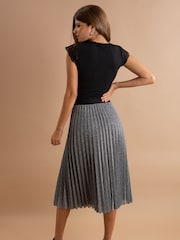 Pour Moi Silver Nina Lame Pleated Midi Skirt - Image 3 of 5