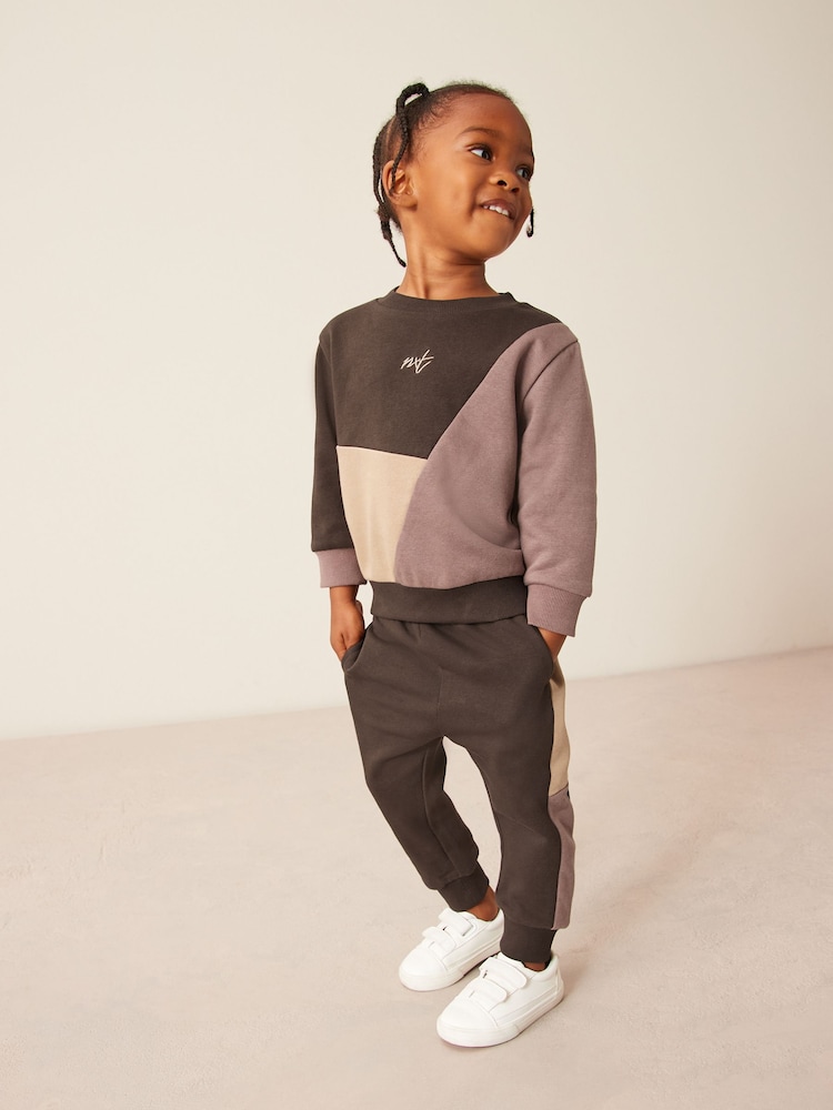 Chocolate Brown Colourblock Tracksuit (3mths-7yrs) - Image 1 of 8
