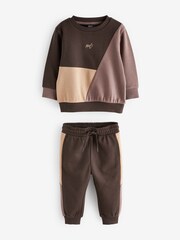 Chocolate Brown Colourblock Tracksuit (3mths-7yrs) - Image 6 of 8