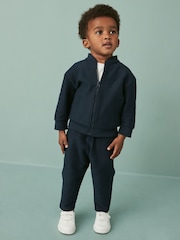 Mornarsko modra - Jersey Bomber jakna; suknjič In lahke hlače za prosti čas 2 Pieces Set (3mths-7yrs) - Slika 1 iz 7