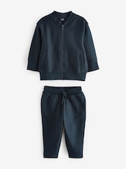 Mornarsko modra - Jersey Bomber jakna; suknjič In lahke hlače za prosti čas 2 Pieces Set (3mths-7yrs) - Slika 5 iz 7