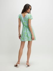 River Island Green Short Sleeve Floral Print Mini Dress - Image 2 of 4