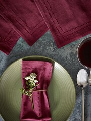 Plum Purple Cotton  Linen Blend Set of 4 Napkins - Image 1 of 4