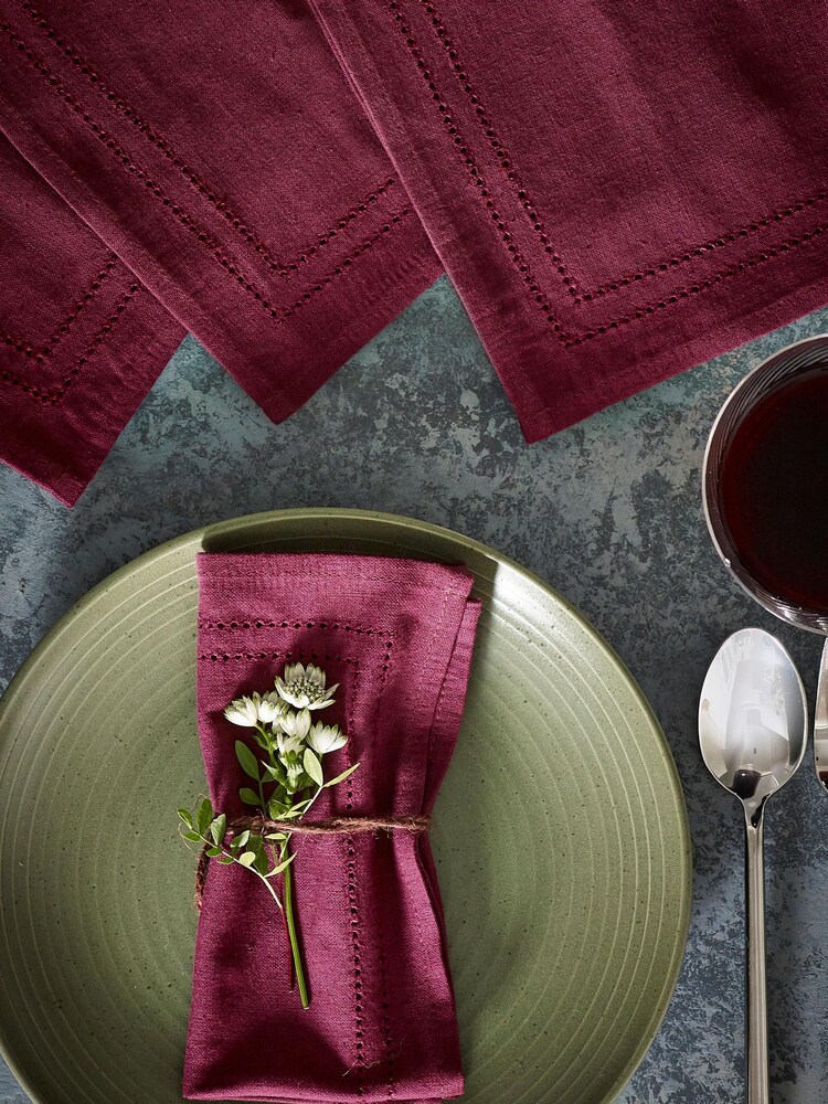Plum Purple Cotton  Linen Blend Set of 4 Napkins - Image 1 of 4