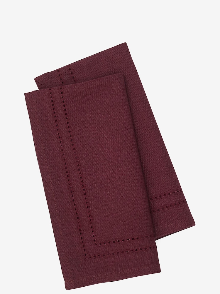 Plum Purple Cotton  Linen Blend Set of 4 Napkins - Image 4 of 4