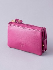 Lakeland Leather Cranberry Pink Multi Pocket Coin Purse - Image 1 of 4