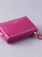 Lakeland Leather Cranberry Pink Multi Pocket Coin Purse - Image 3 of 4