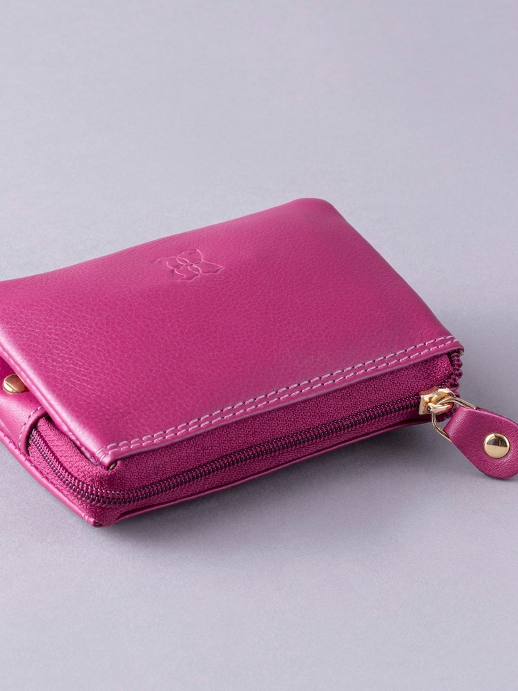 Lakeland Leather Cranberry Pink Multi Pocket Coin Purse - Image 3 of 4