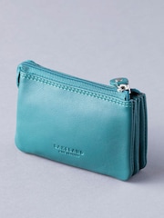 Lakeland Leather Teal Green Multi Pocket Coin Purse - Image 1 of 4