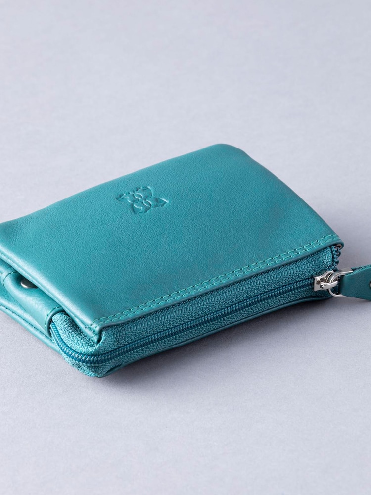 Lakeland Leather Teal Green Multi Pocket Coin Purse - Image 3 of 4
