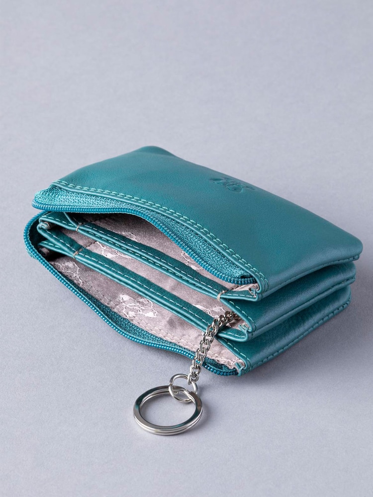 Lakeland Leather Teal Green Multi Pocket Coin Purse - Image 4 of 4