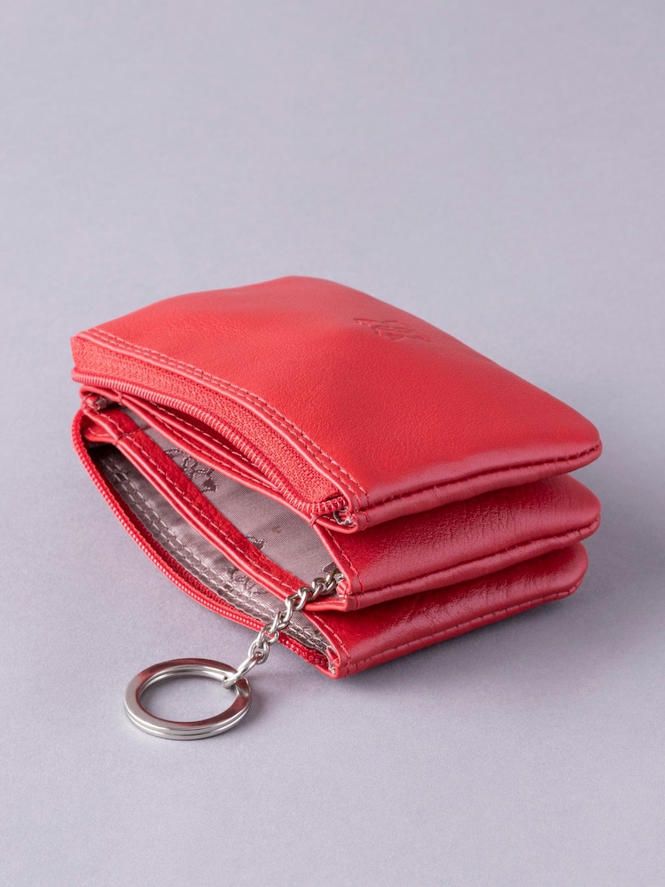 Lakeland Leather Red Multi Pocket Coin Purse - Image 4 of 4
