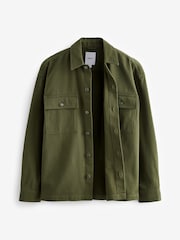 Khaki Green 100% Cotton Twin Pocket Shacket Overshirt - Image 7 of 10