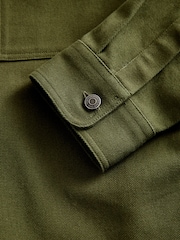 Khaki Green 100% Cotton Twin Pocket Shacket Overshirt - Image 9 of 10