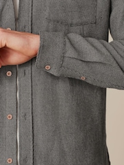 Gri - Cămașă texturată periată 100% bumbac Mânecă lungă - Imaginea 5 din 8