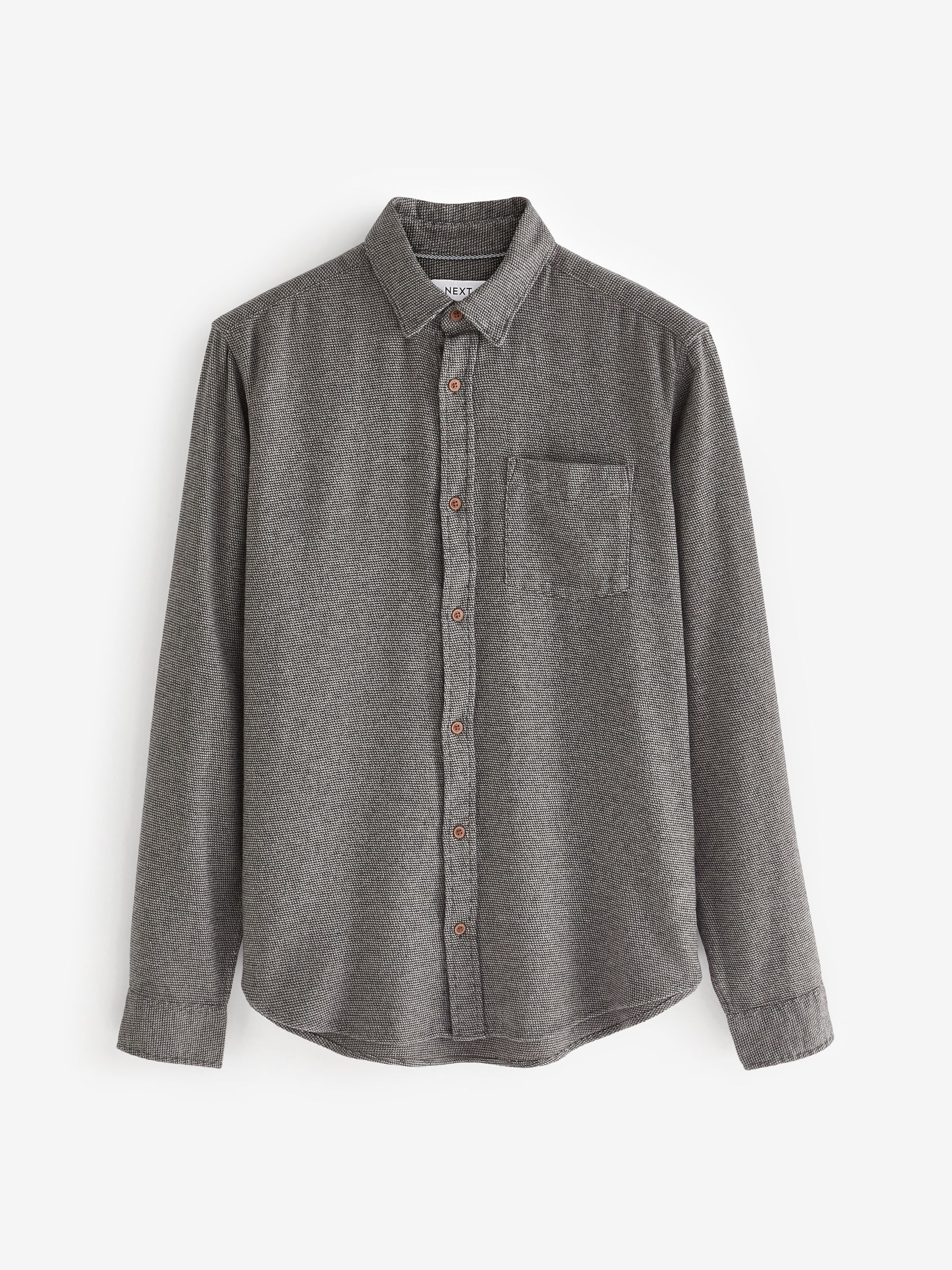 Buy Grey Brushed Texture 100% Cotton Long Sleeve Shirt from Next Luxembourg