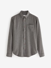 Gri - Cămașă texturată periată 100% bumbac Mânecă lungă - Imaginea 6 din 8