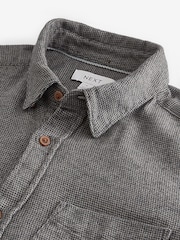 Gri - Cămașă texturată periată 100% bumbac Mânecă lungă - Imaginea 7 din 8