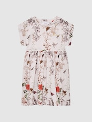 Rosa pálido - Vestido de punto con estampado floral Dahlia de Reiss - Imagen 2 de 6