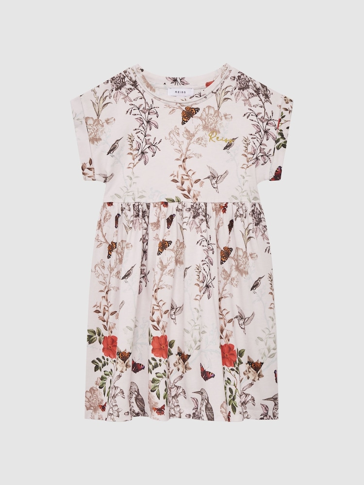 Rosa pálido - Vestido de punto con estampado floral Dahlia de Reiss - Imagen 2 de 6