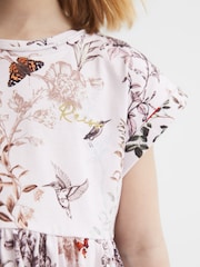 Rosa pálido - Vestido de punto con estampado floral Dahlia de Reiss - Imagen 4 de 6