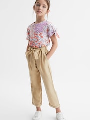 Reiss Pink Tally Senior Printed Cotton T-Shirt - Image 1 of 6