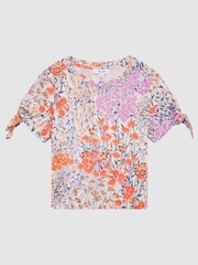 Reiss Pink Tally Senior Printed Cotton T-Shirt - Image 2 of 6