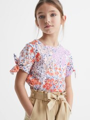 Reiss Pink Tally Senior Printed Cotton T-Shirt - Image 3 of 6