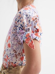 Reiss Pink Tally Senior Printed Cotton T-Shirt - Image 4 of 6