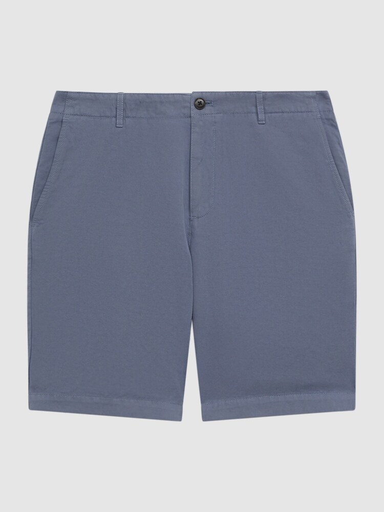 Reiss Airforce Blue Ezra Cotton-Linen Blend Shorts - Image 2 of 5 Reiss Airforce Blue Ezra Cotton-Linen Blend Shorts - Image 2 of 5