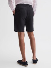 Reiss Navy Ezra Cotton-Linen Blend Shorts - Image 4 of 5