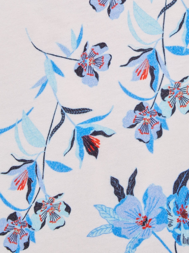 Reiss Blue Print Tally Printed Cotton T-Shirt - Image 7 of 7