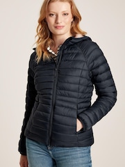 Joules Bramley Navy Showerproof Packable Padded Coat - Image 1 of 6