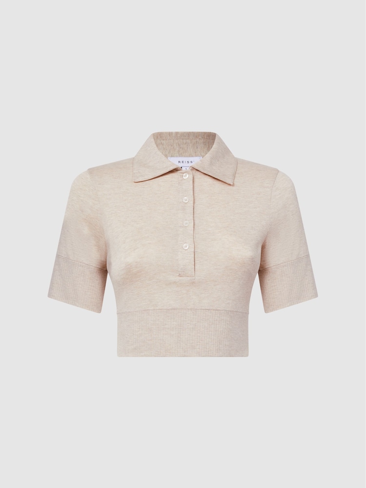 Reiss Neutral Eva Polo Crop Top - Image 2 of 6