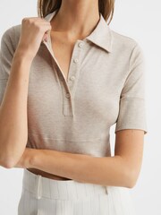 Reiss Neutral Eva Polo Crop Top - Image 4 of 6