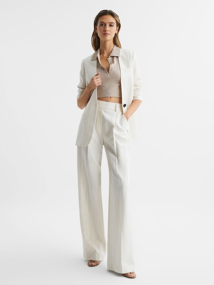 Reiss Neutral Eva Polo Crop Top - Image 6 of 6