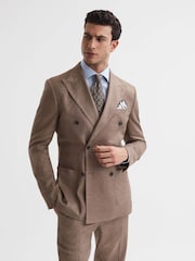 Reiss Tobacco Paddock Slim Fit Double Breasted Twill Blazer - Image 1 of 7