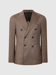 Reiss Tobacco Paddock Slim Fit Double Breasted Twill Blazer - Image 2 of 7