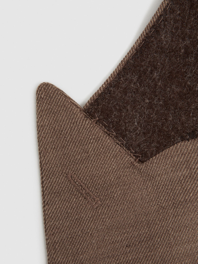 Reiss Tobacco Paddock Slim Fit Double Breasted Twill Blazer - Image 7 of 7