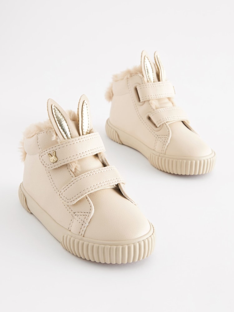Bone White Bunny Wide Fit (G) Touch Fasten Strap High Top Trainers - Image 1 of 5