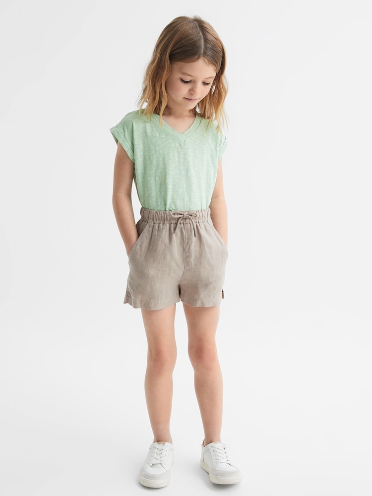 Reiss Aqua Freddie 9-12 yrs Jersey V Neck T-Shirt - Image 1 of 6