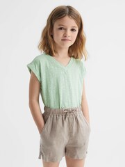 Reiss Aqua Freddie 9-12 yrs Jersey V Neck T-Shirt - Image 3 of 6