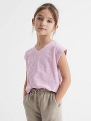 Reiss Lilac Freddie Junior Jersey V Neck T-Shirt - Image 1 of 6